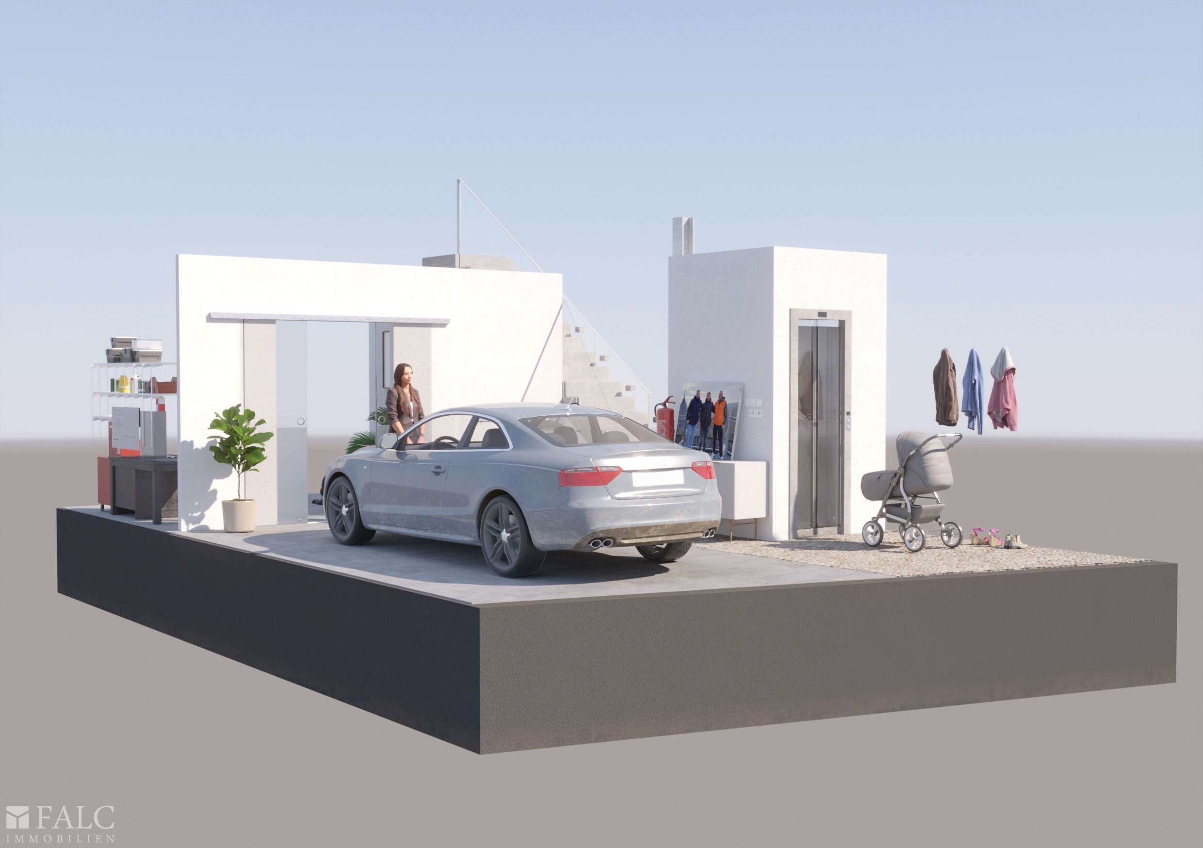 Ansicht Garage Rendering