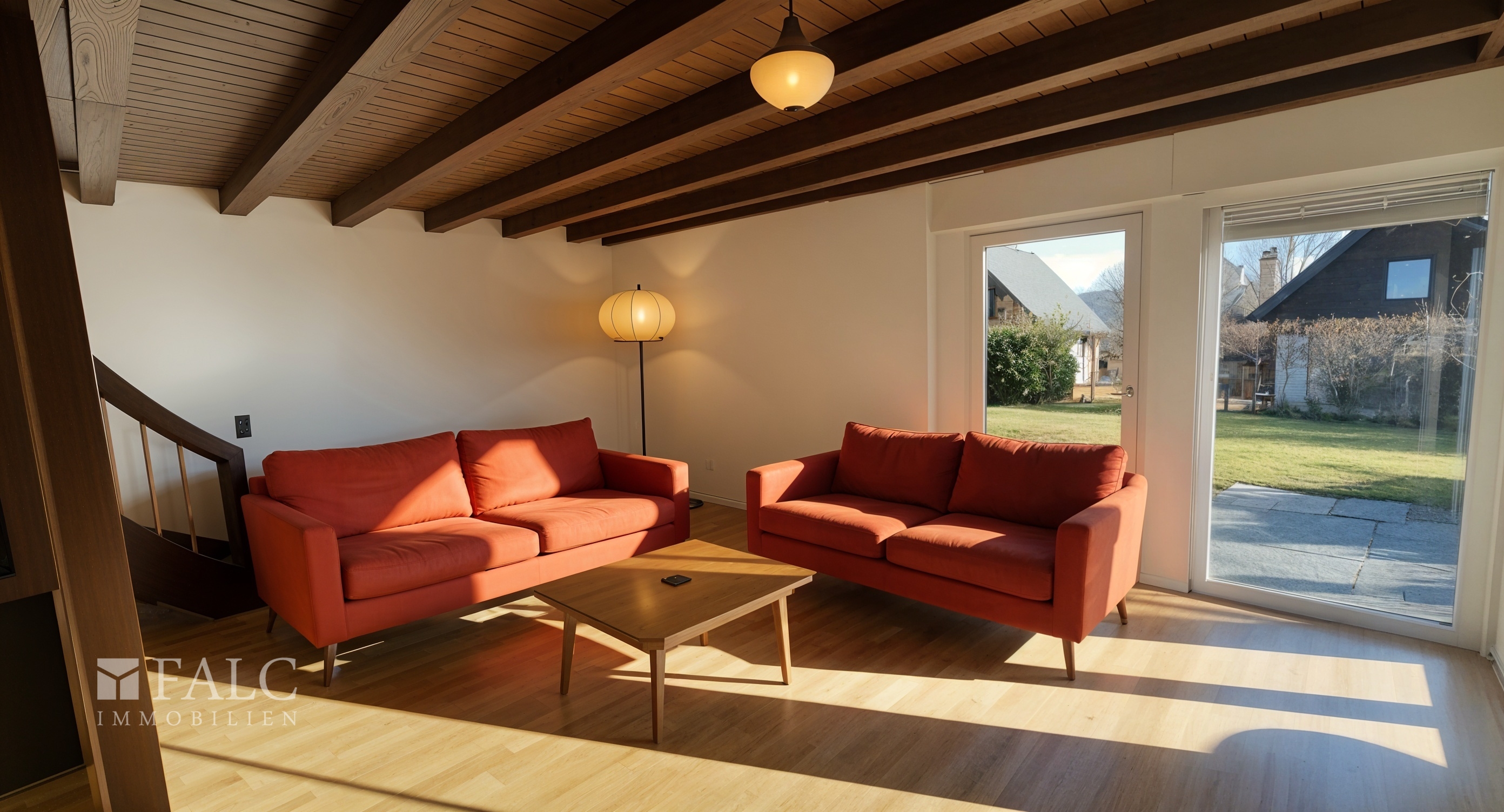 Wohn,- Essbereich 2 - Wohnzimmer, Retro - (KI generiert)