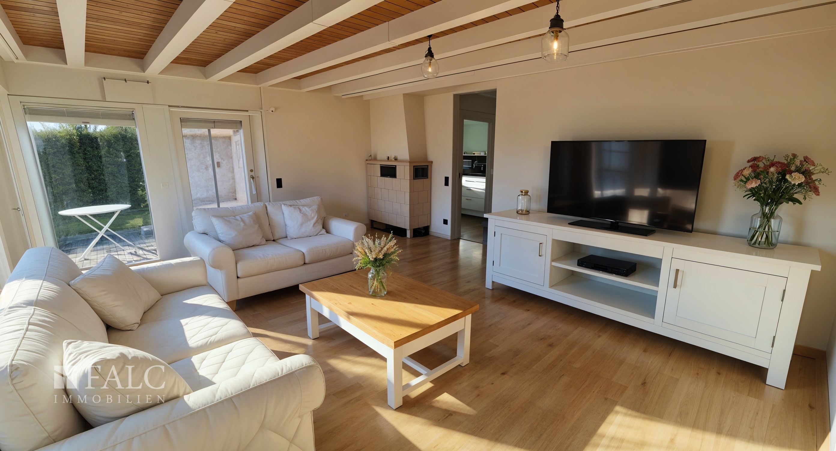 Wohn,- Essbereich 1 - Wohnzimmer, Landhaus - (KI generiert)