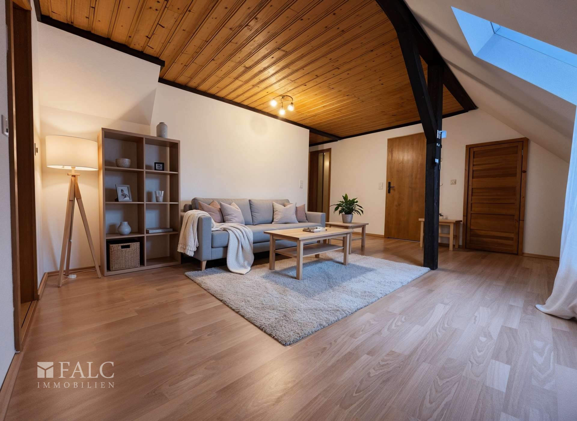 Wohnzimmer mit Bsp. Möblierung - (KI generiert)