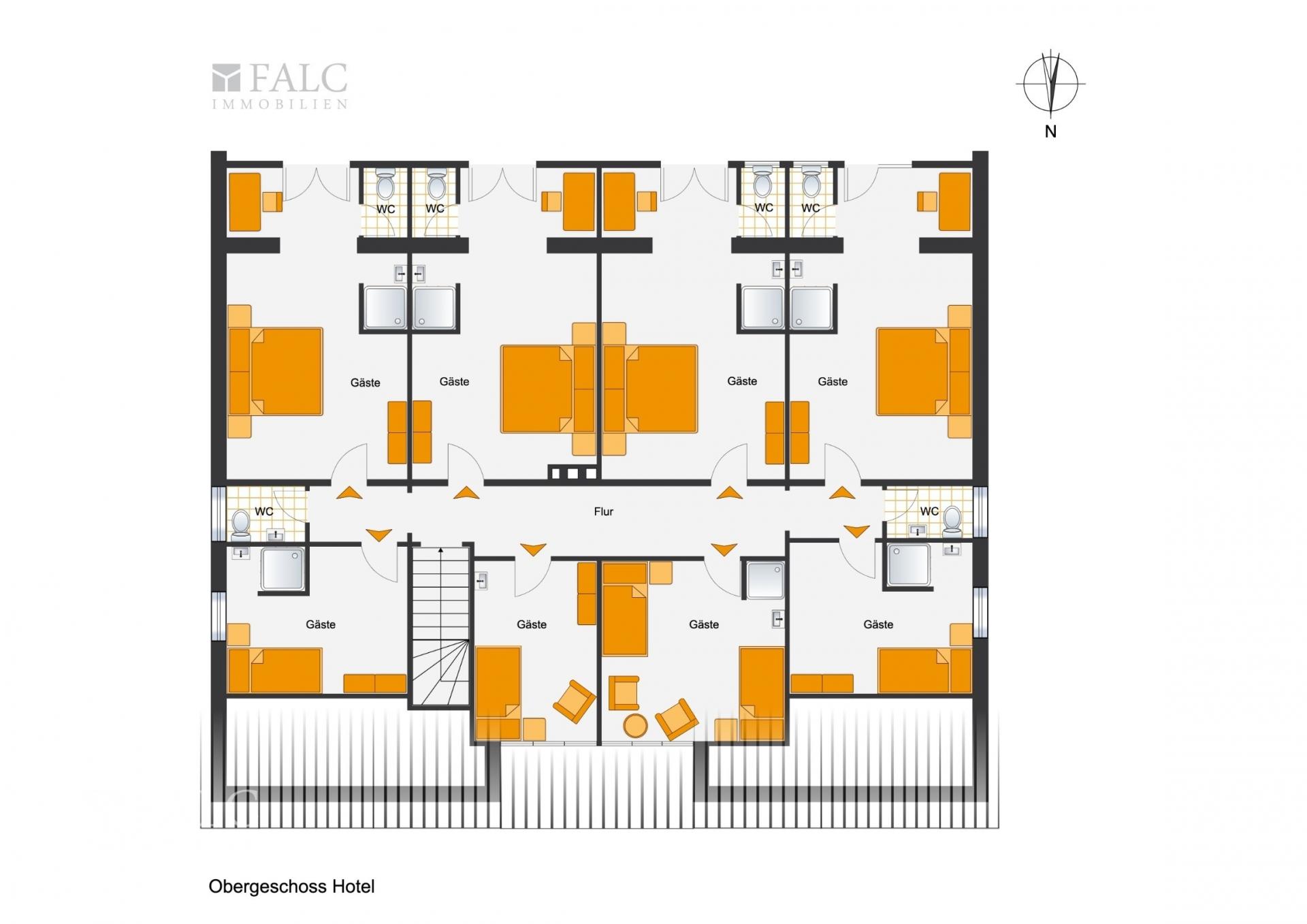 Grundriss Hotel Obergeschoss