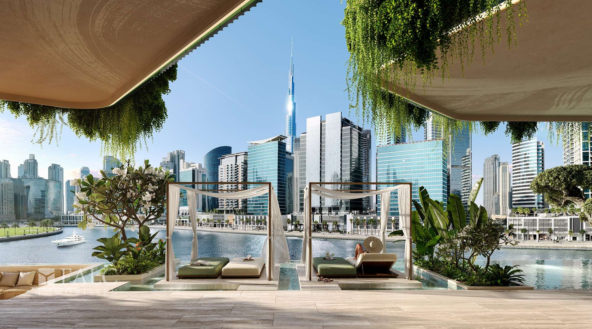 pool with burj view