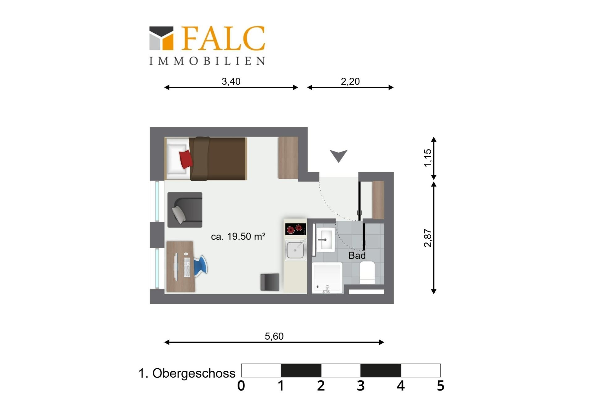 Grundriss Appartement 1. Obergeschoss