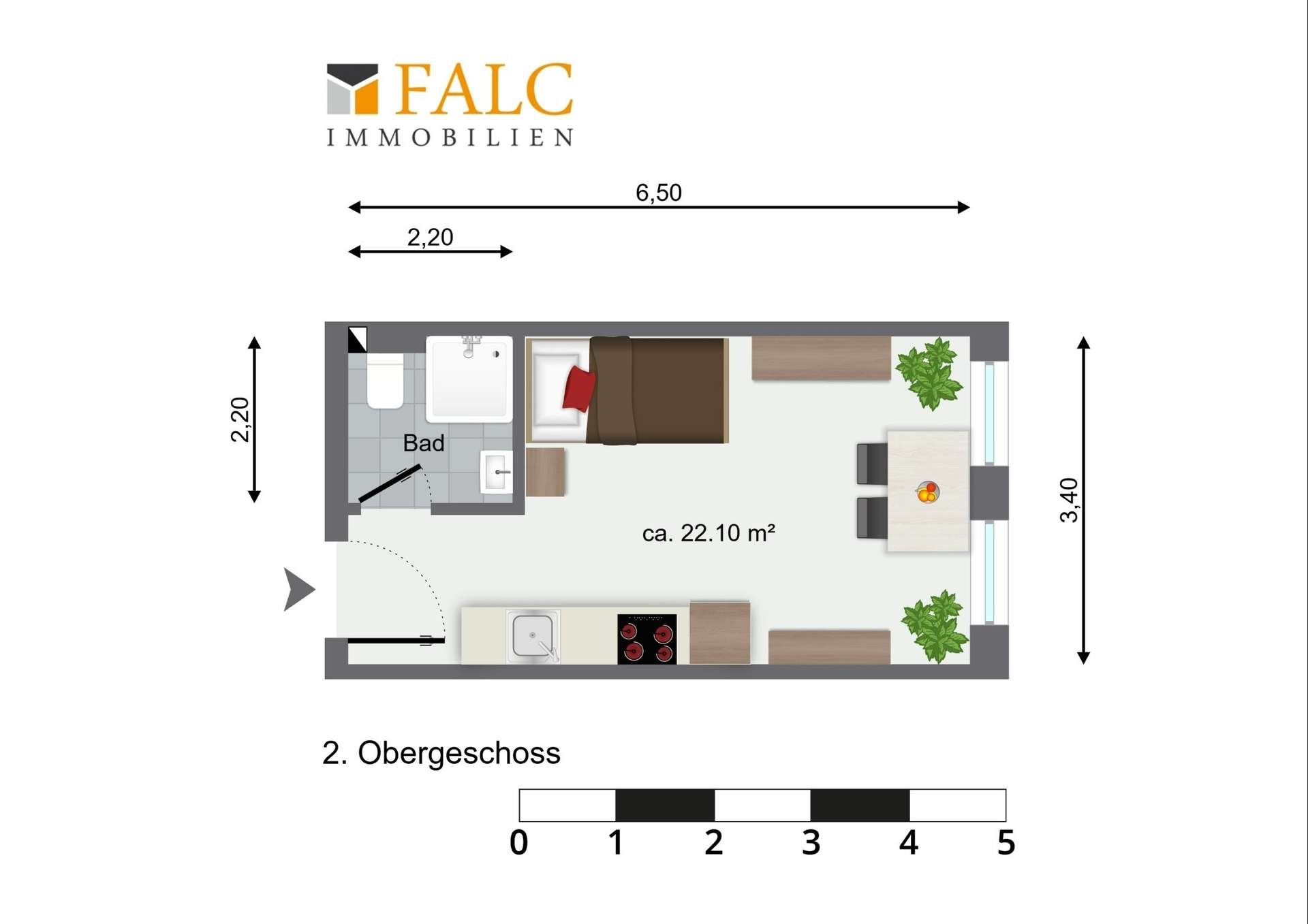 Grundriss Appartement 2. Obergeschoss
