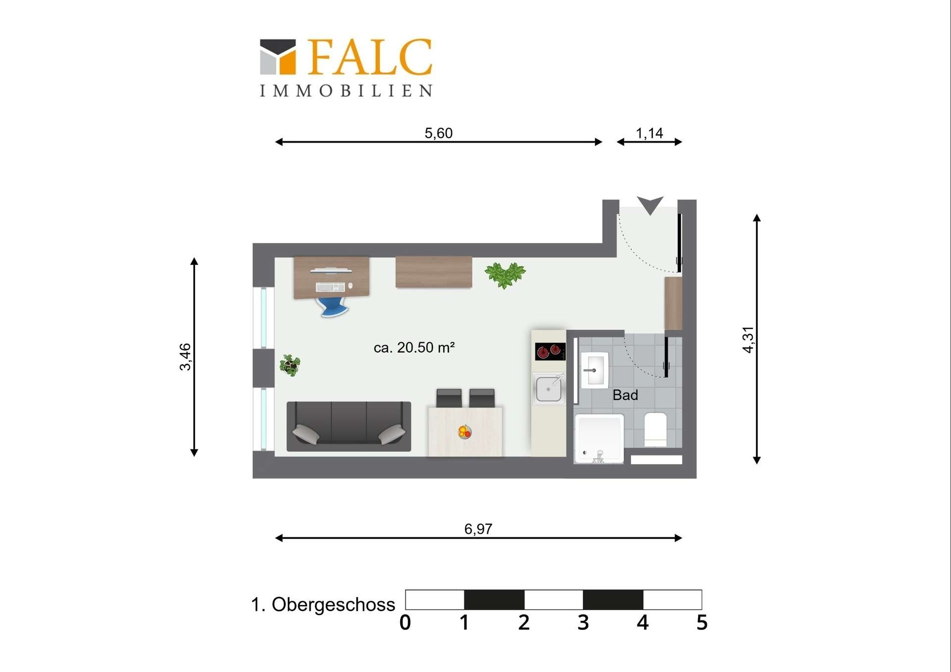 Grundriss Appartement 1. Obergeschoss