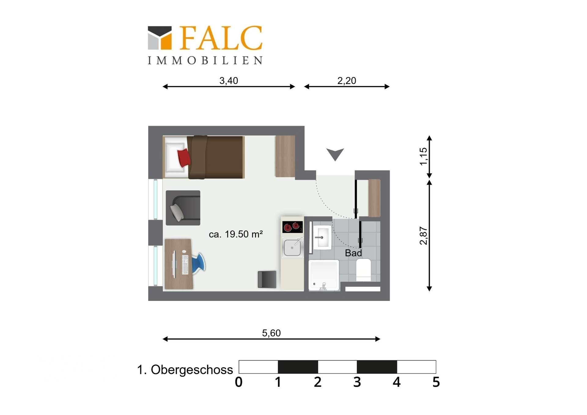 Grundriss Appartement 1. Obergeschoss