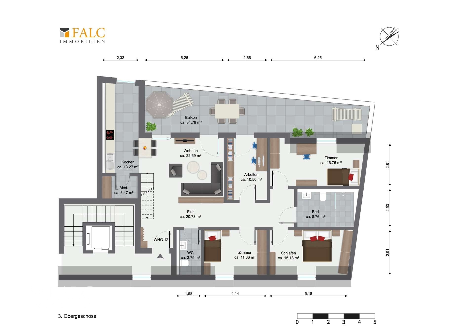 Beispiel-Grundriss-Penthouse-Wohnung Nr. 12