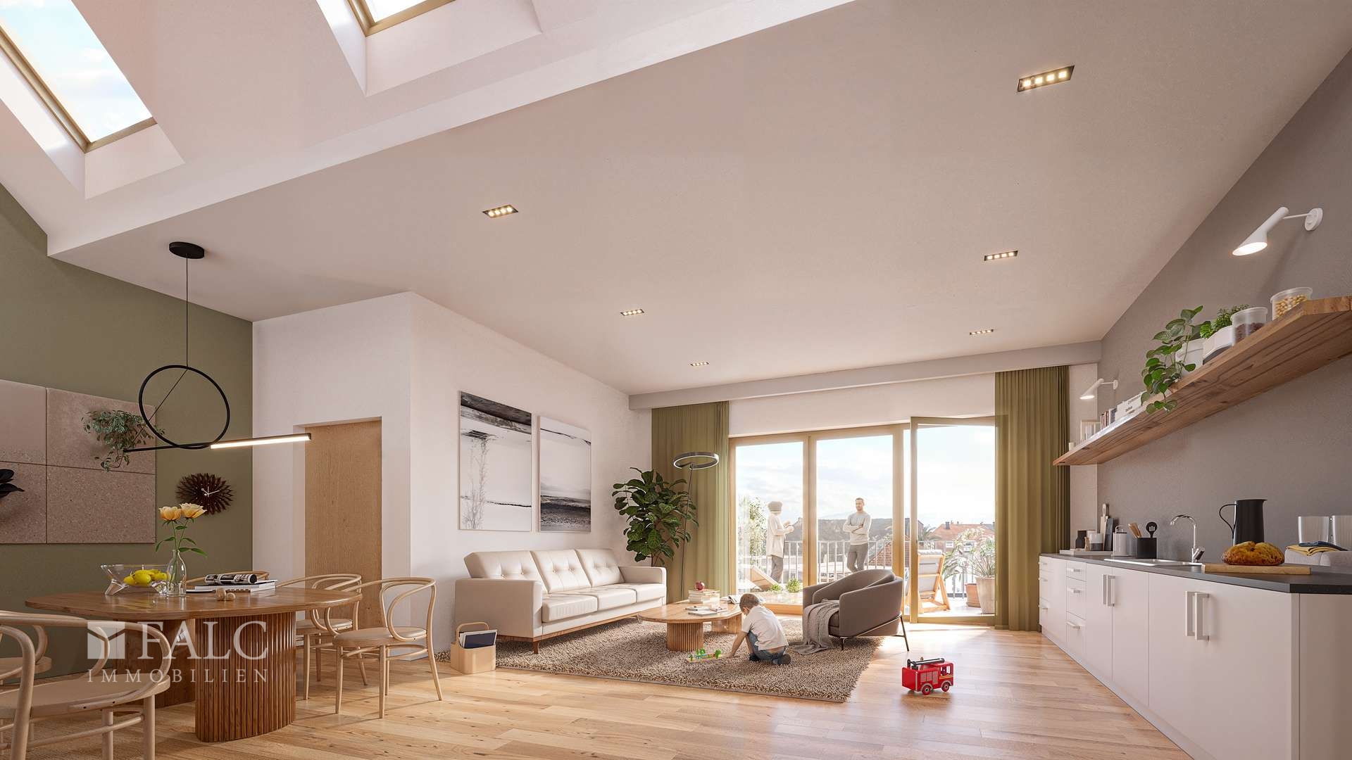 Visualisierung Wohnbereich Penthouse-Wohnung 