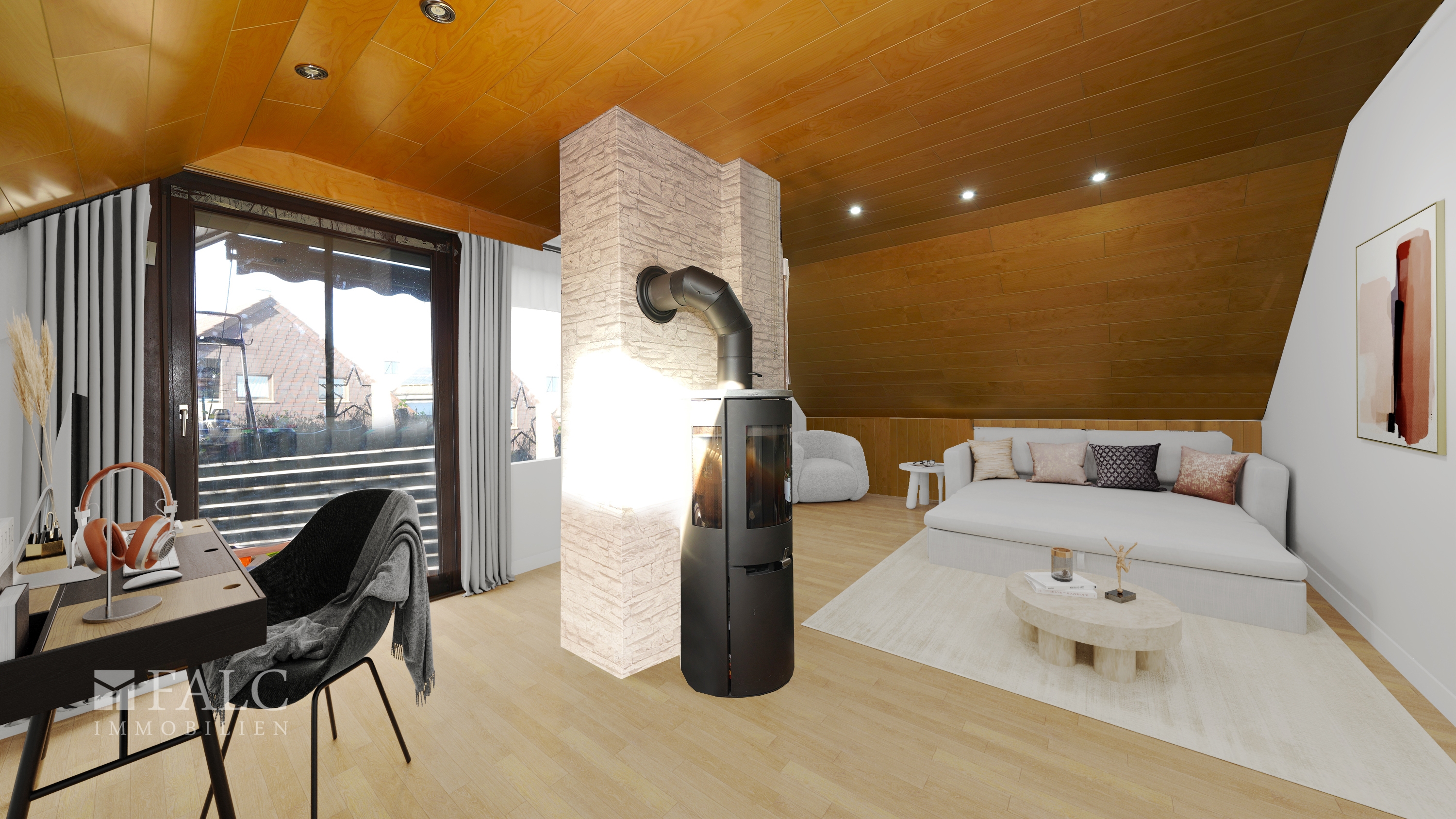Home-Office mit bestehender Verkleidung