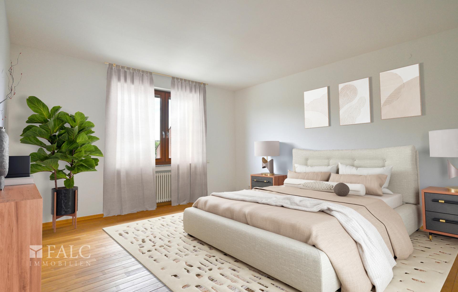 Schlafzimmer virtuell eingerichtet 