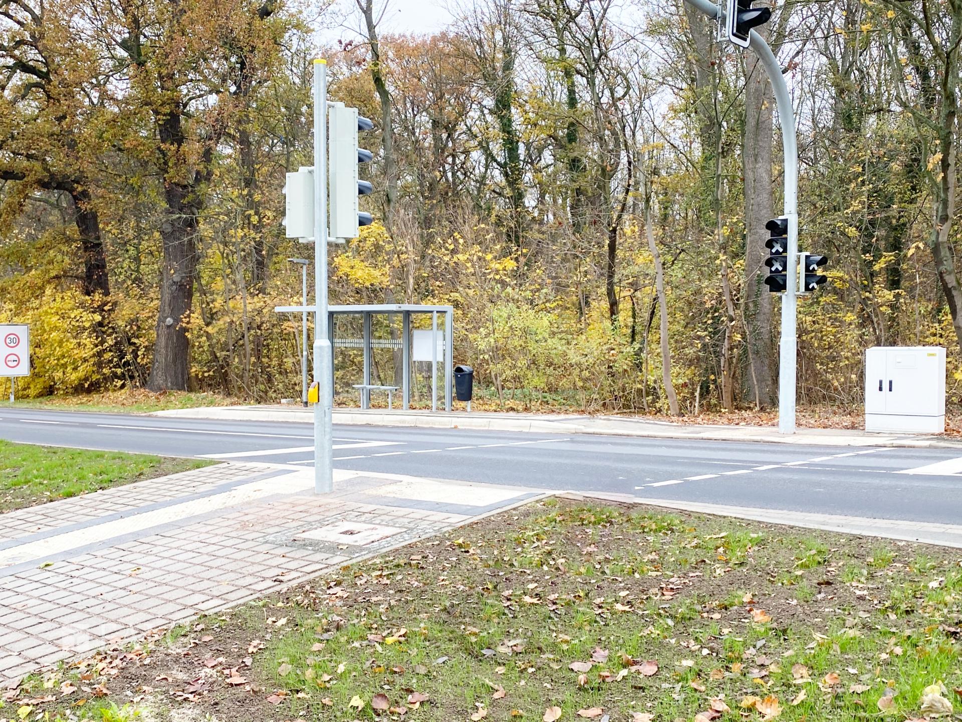 Bushaltestelle mit Ampel