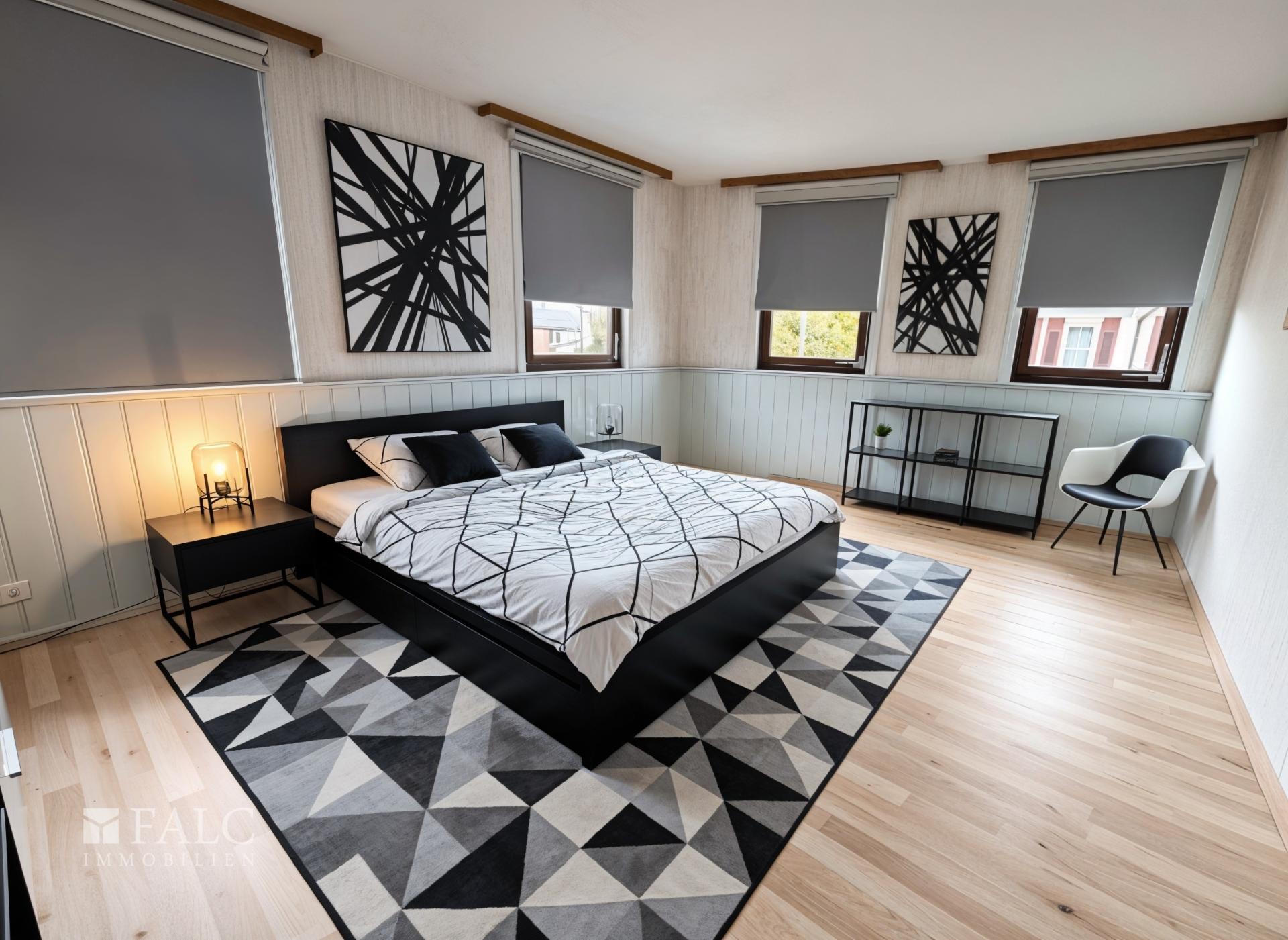 Elternschlafzimmer im Altbau (KI)