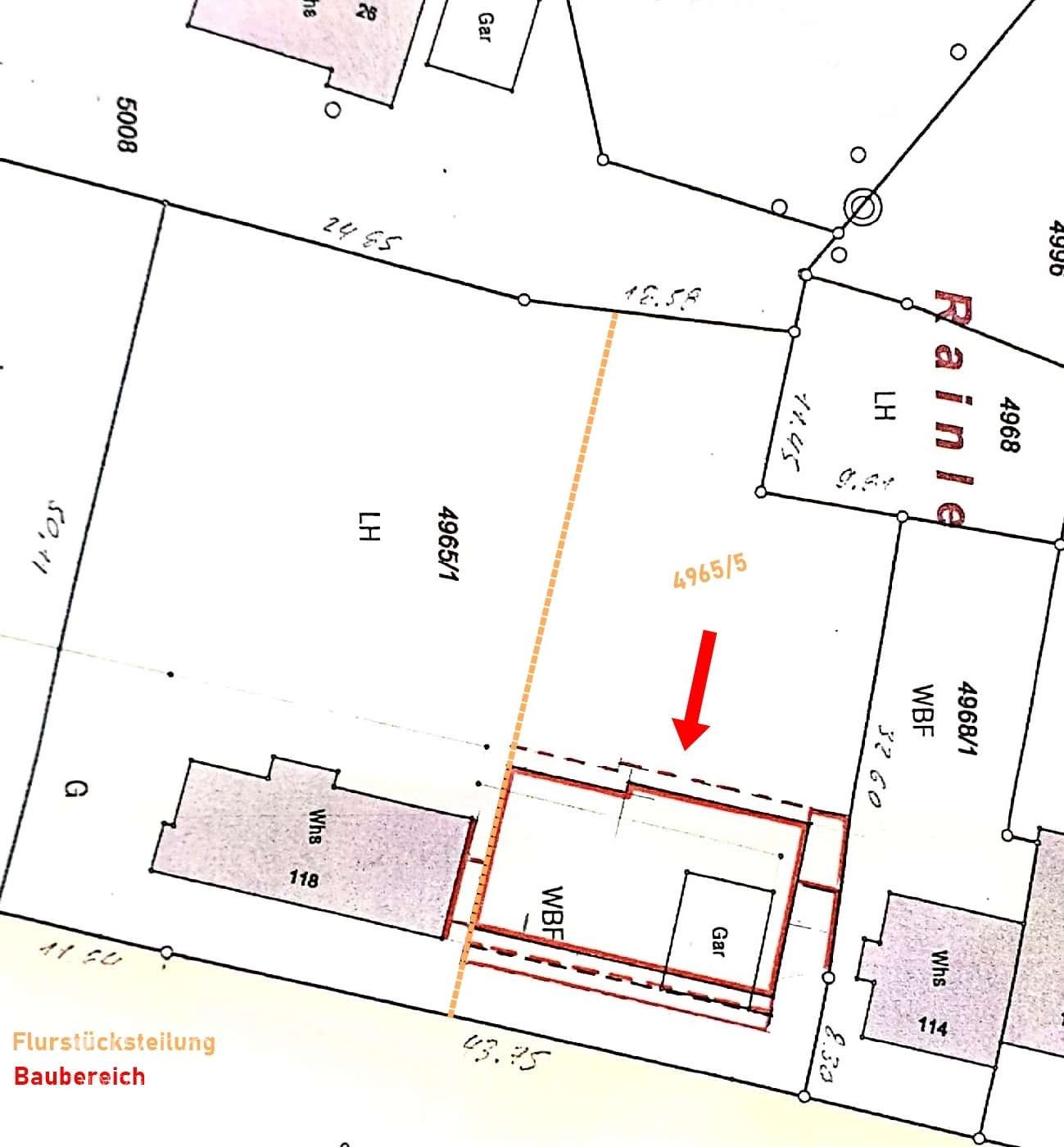 Aktuelle Flurstücksteilung