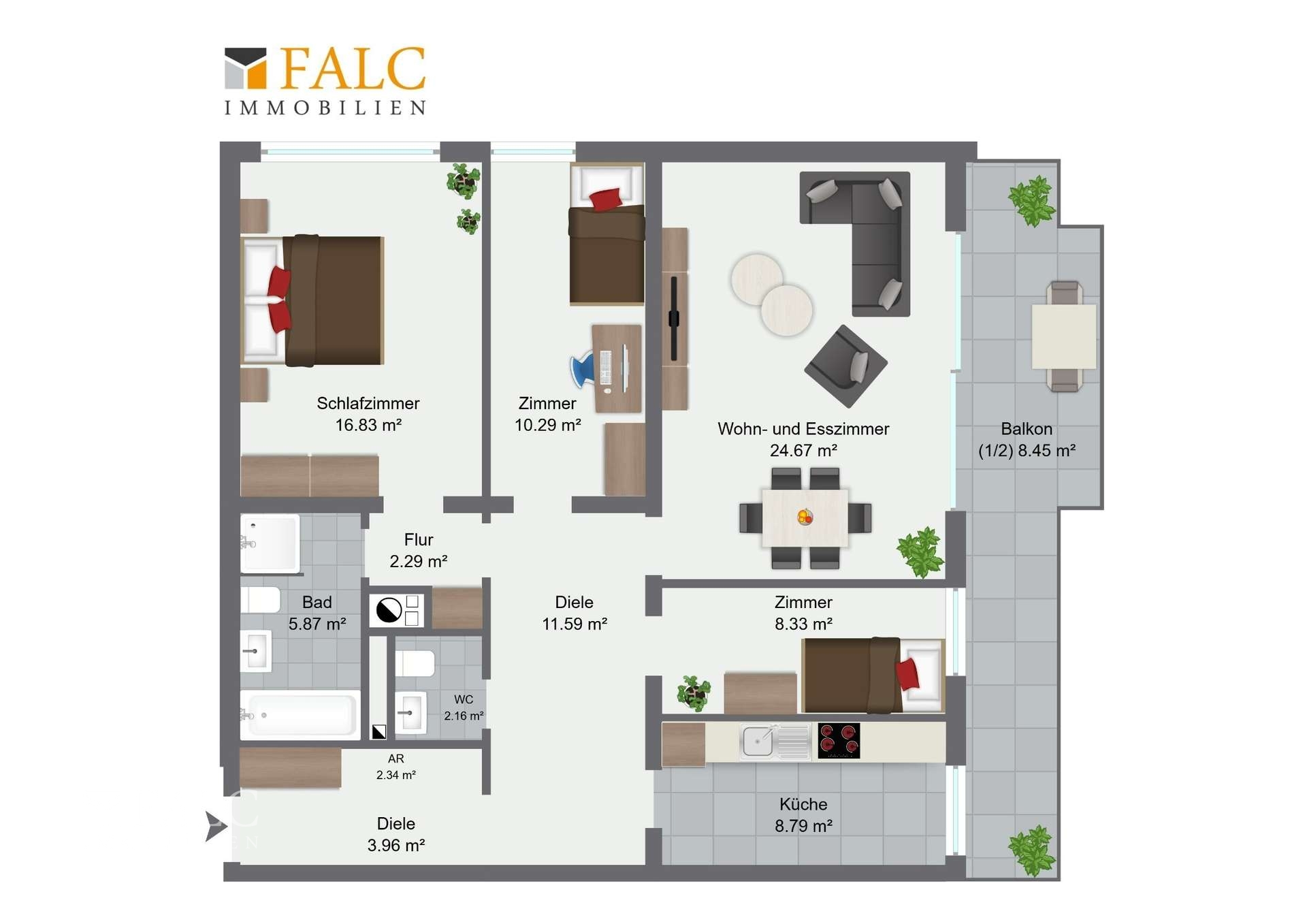 Grundriss mit WC - Beispiel 