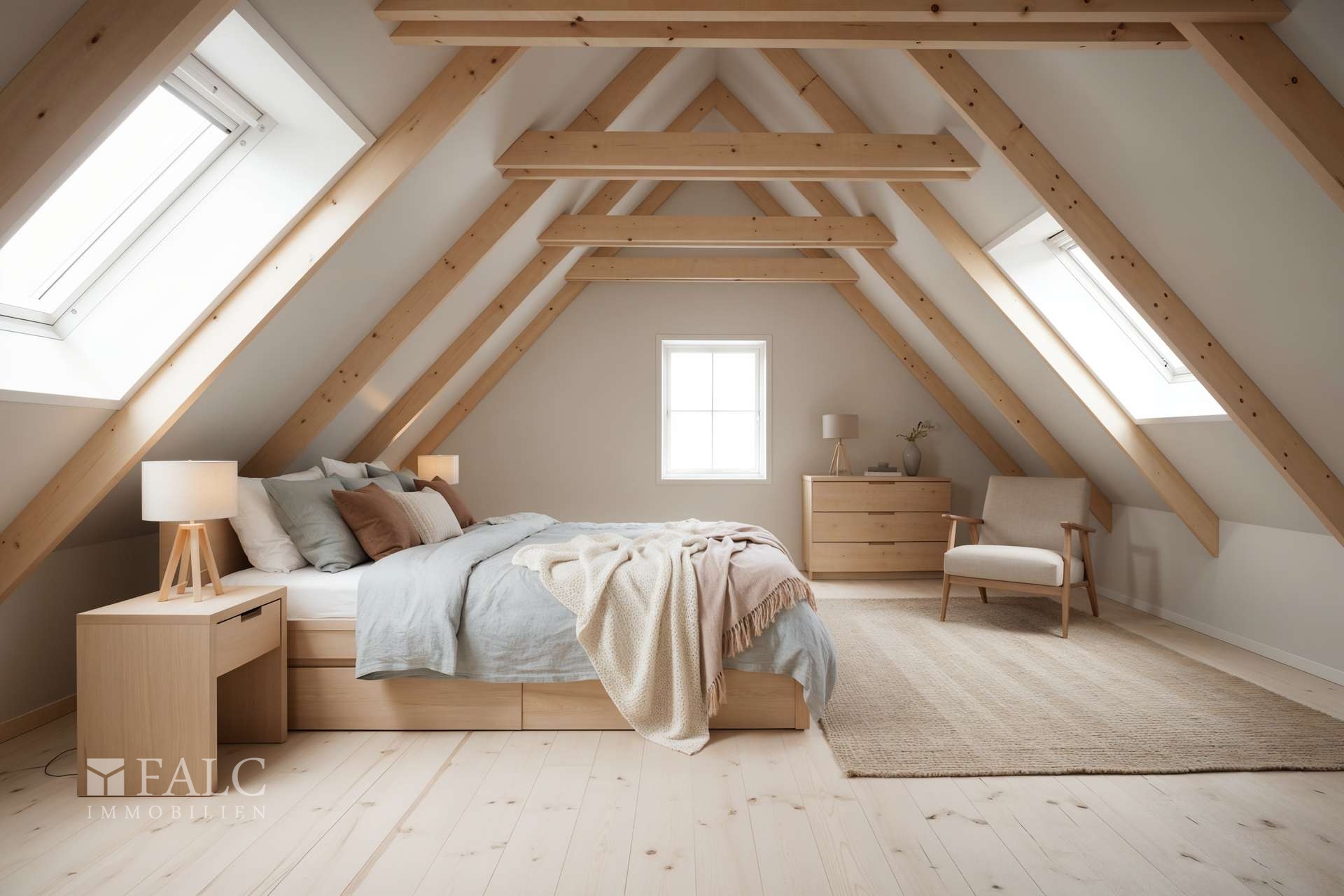 Obergeschoss Zimmer I Bsp. (KI generiert)