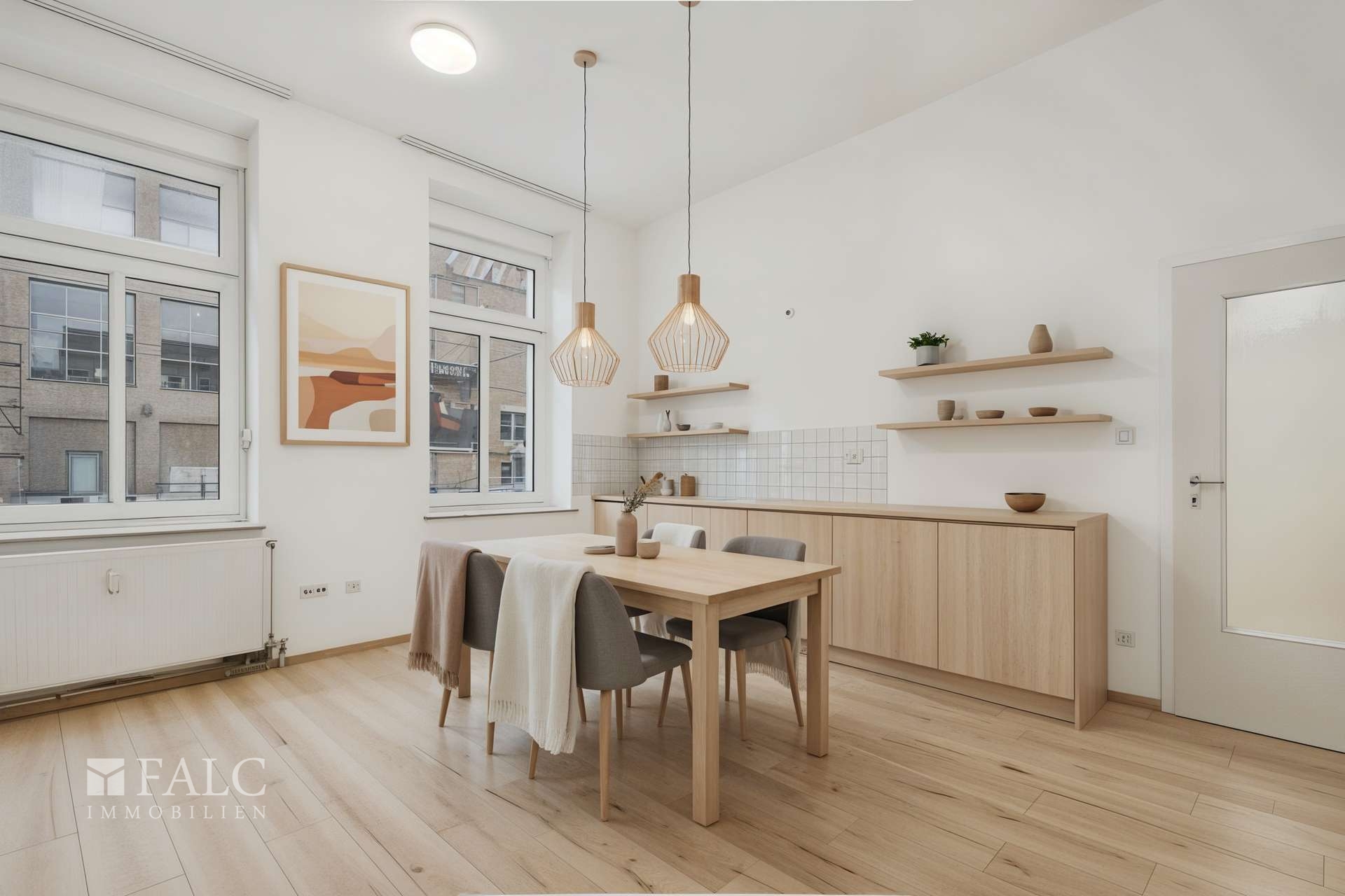 Wohnbereich mit Küchenzeile (Visualisierung)