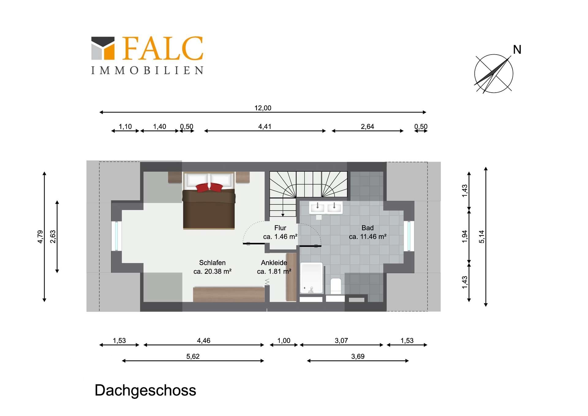 Grundriss Dachgeschoss WE02