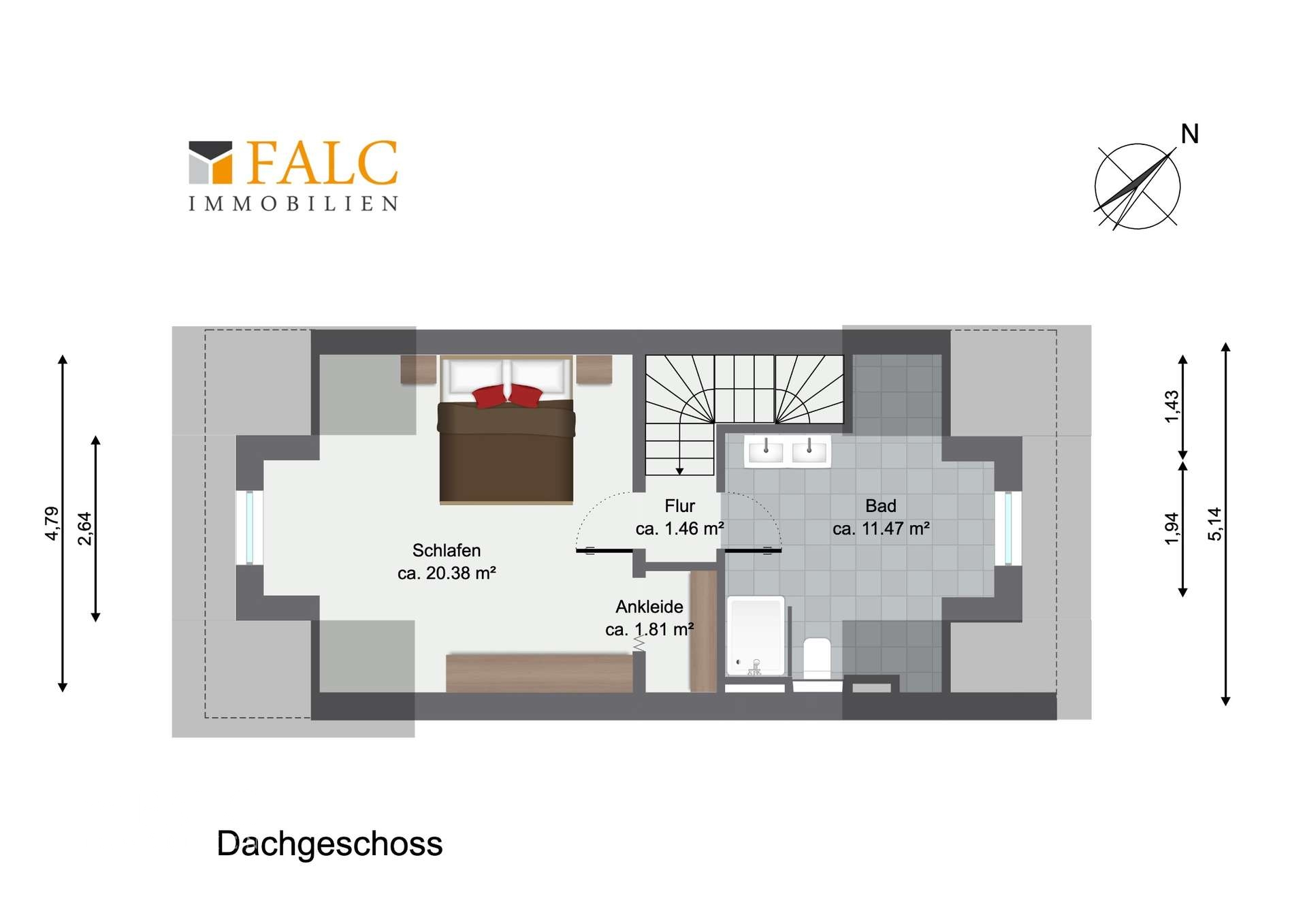 Grundriss Dachgeschoss WE04