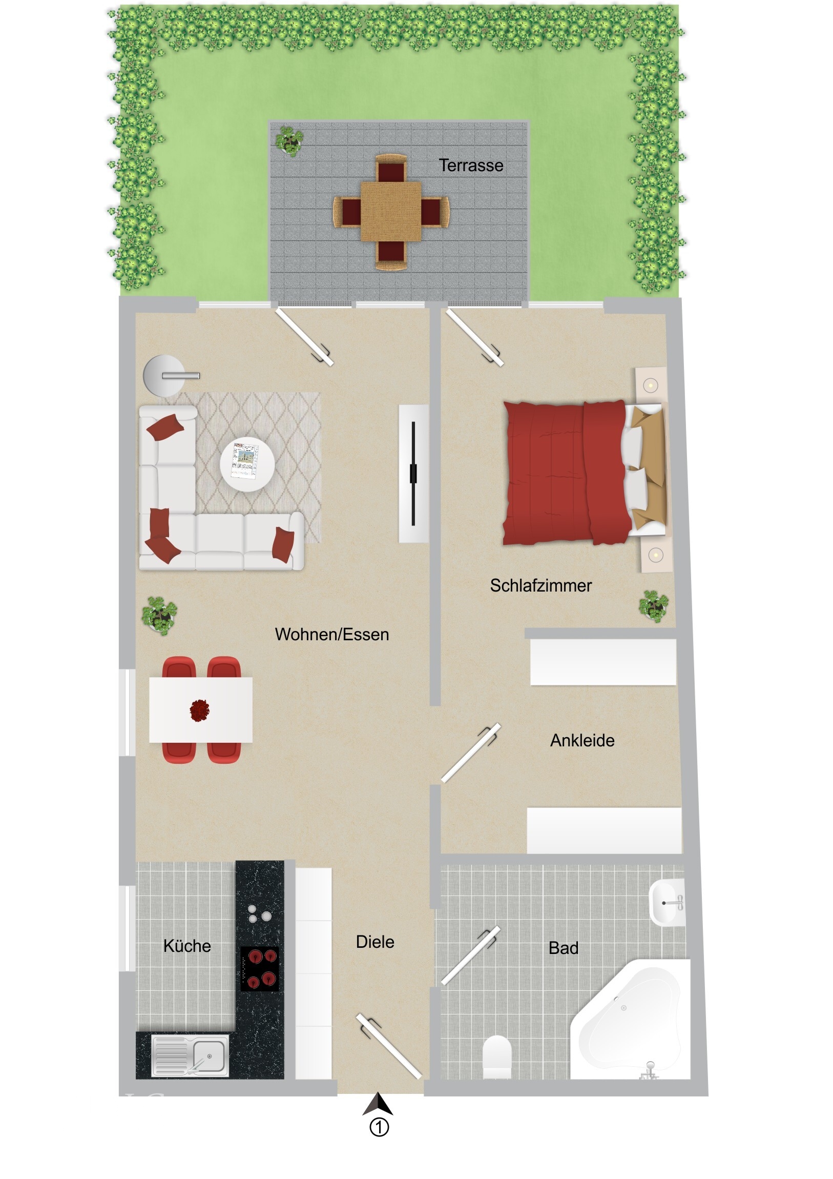 Grundriss EG - Whg. 1