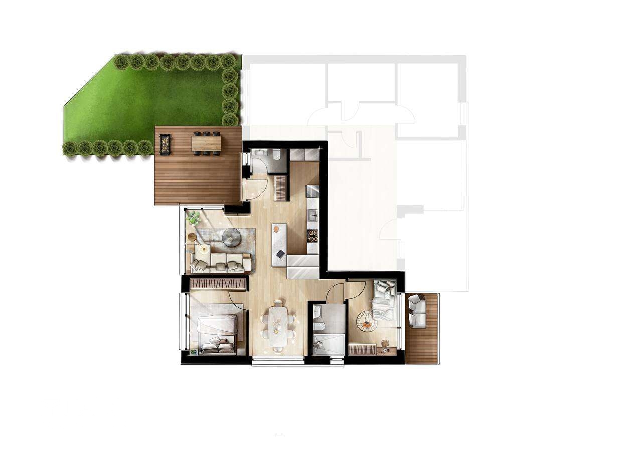Grundriss Wohnung 1 Visualisierungen by Aljona Moisak