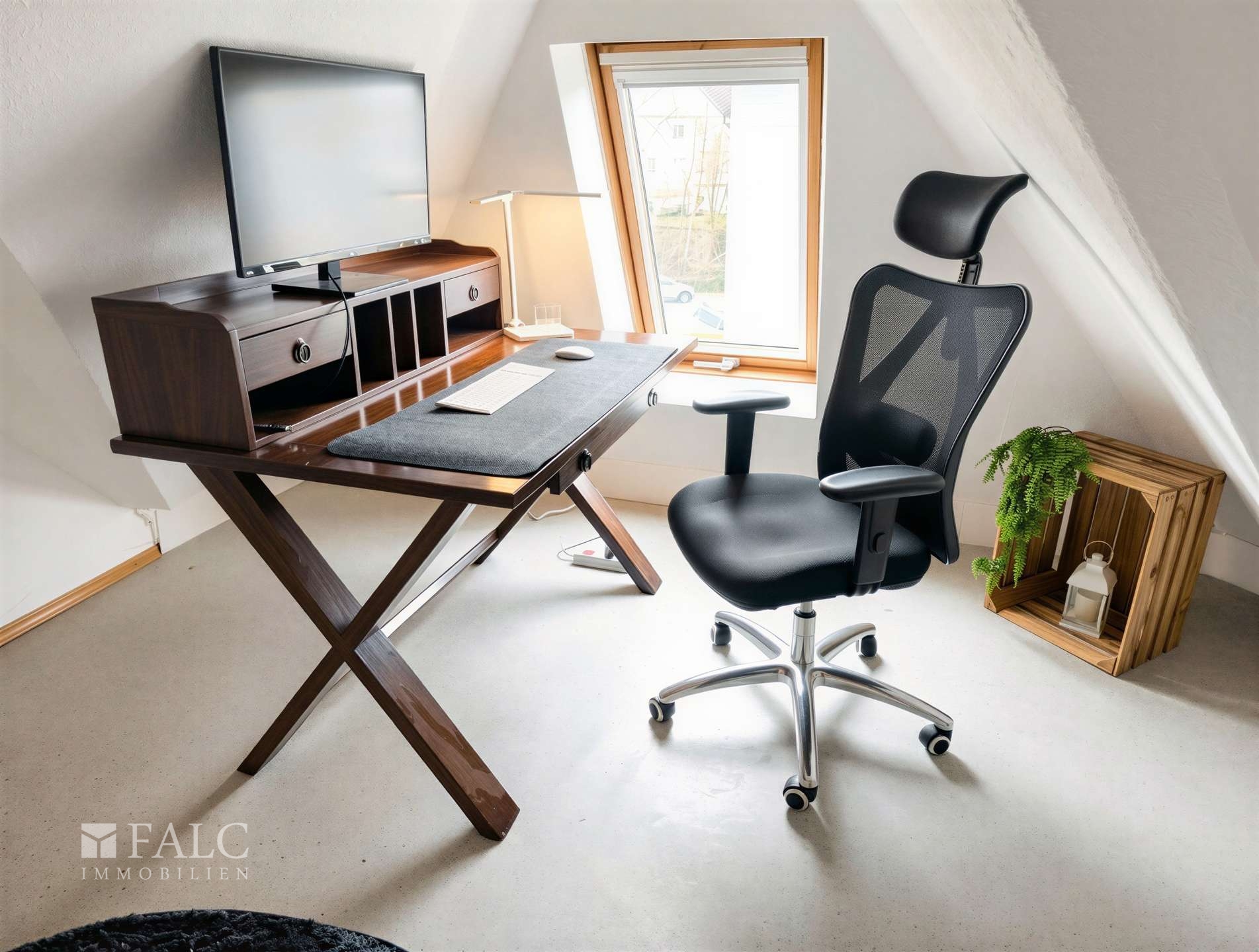 Arbeitsplatz mit Bildschirm und Tastatur