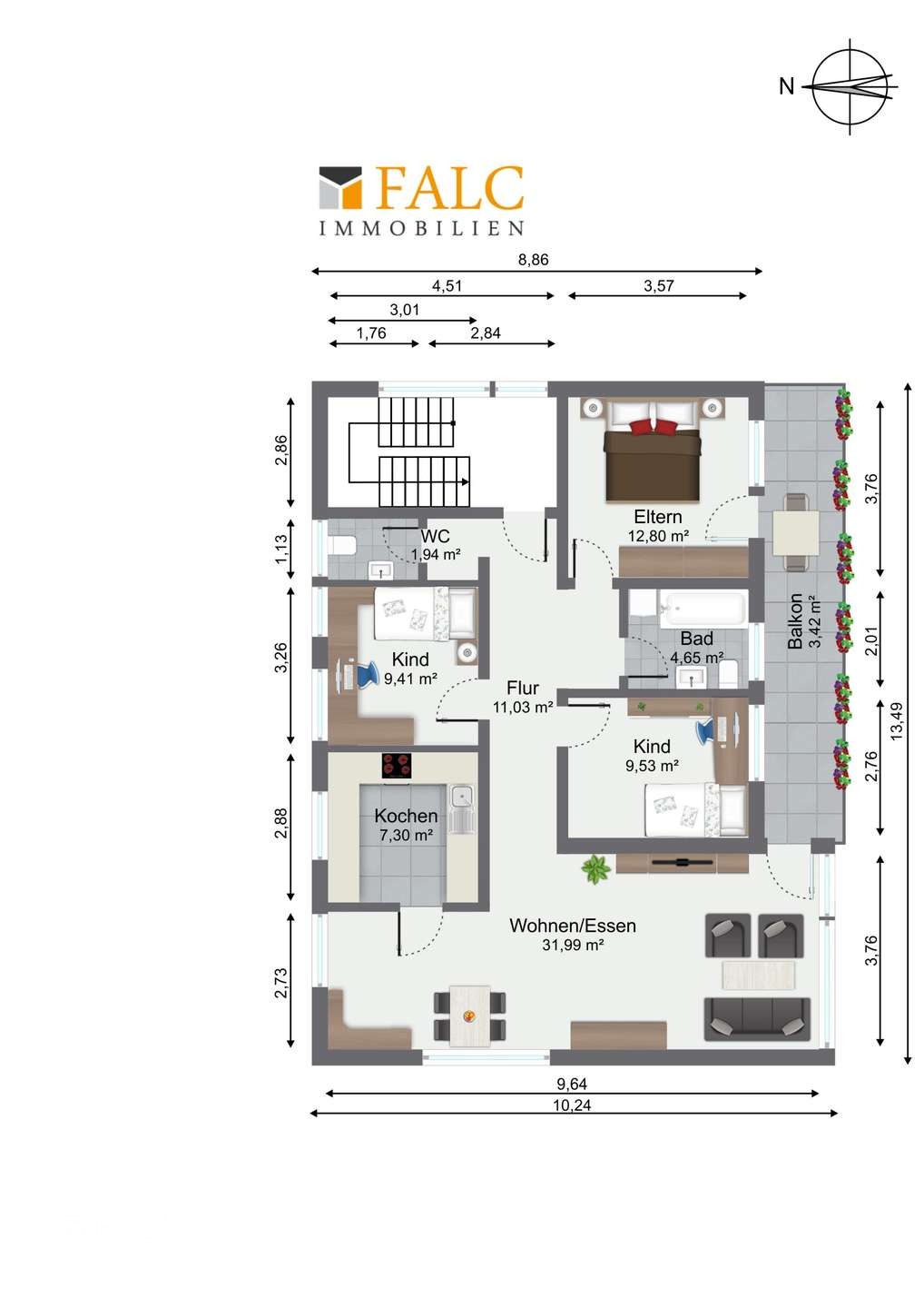 Obergeschoss n. Original Plänen