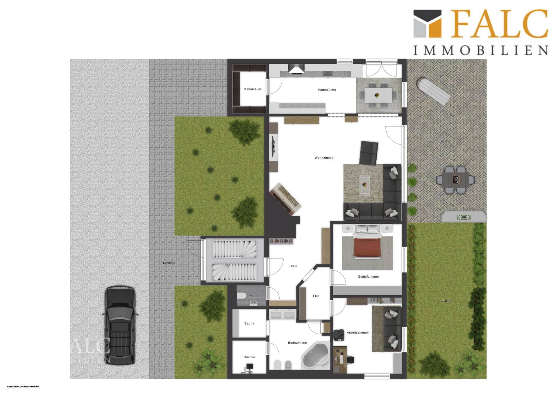 Souterrain mit Außenbereich