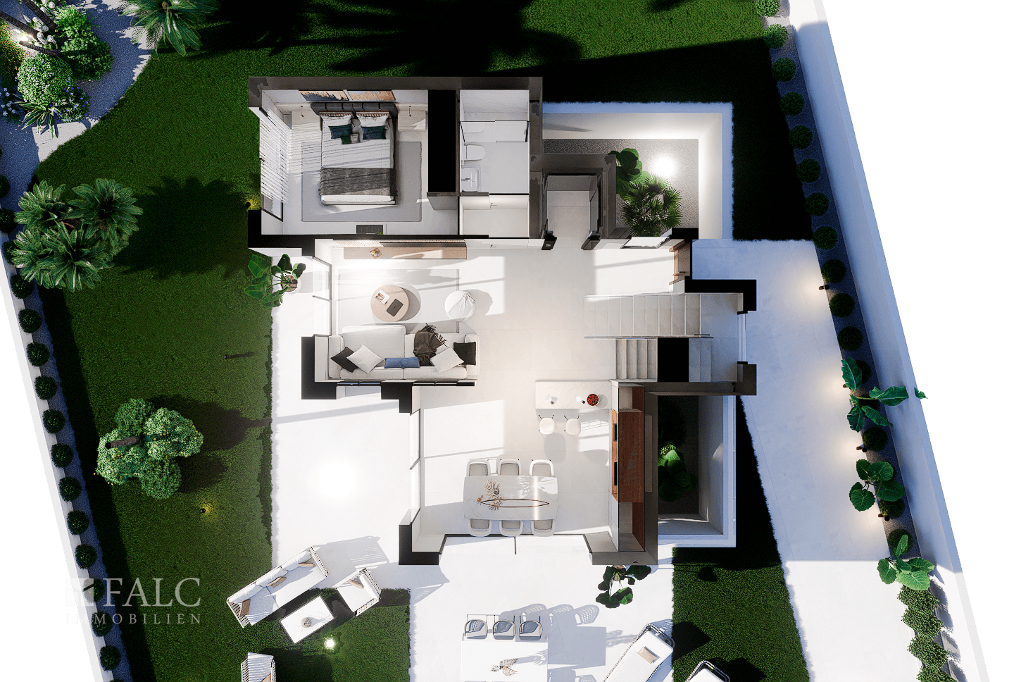 Blick von oben Villa 3D